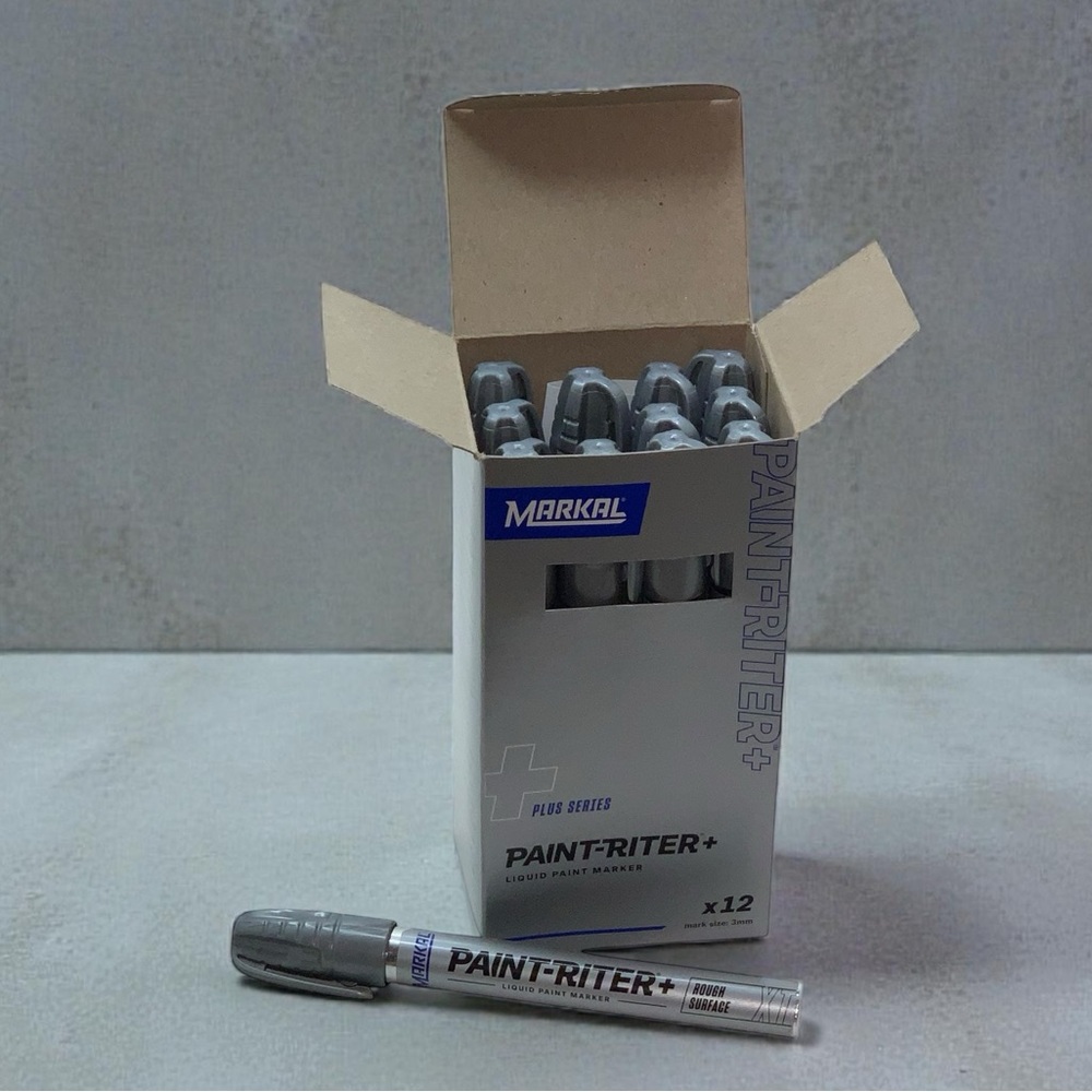 Markal Paint-Riter+ Silver Rough Surface Paint Marker Lot 12 X12 3mm Tip